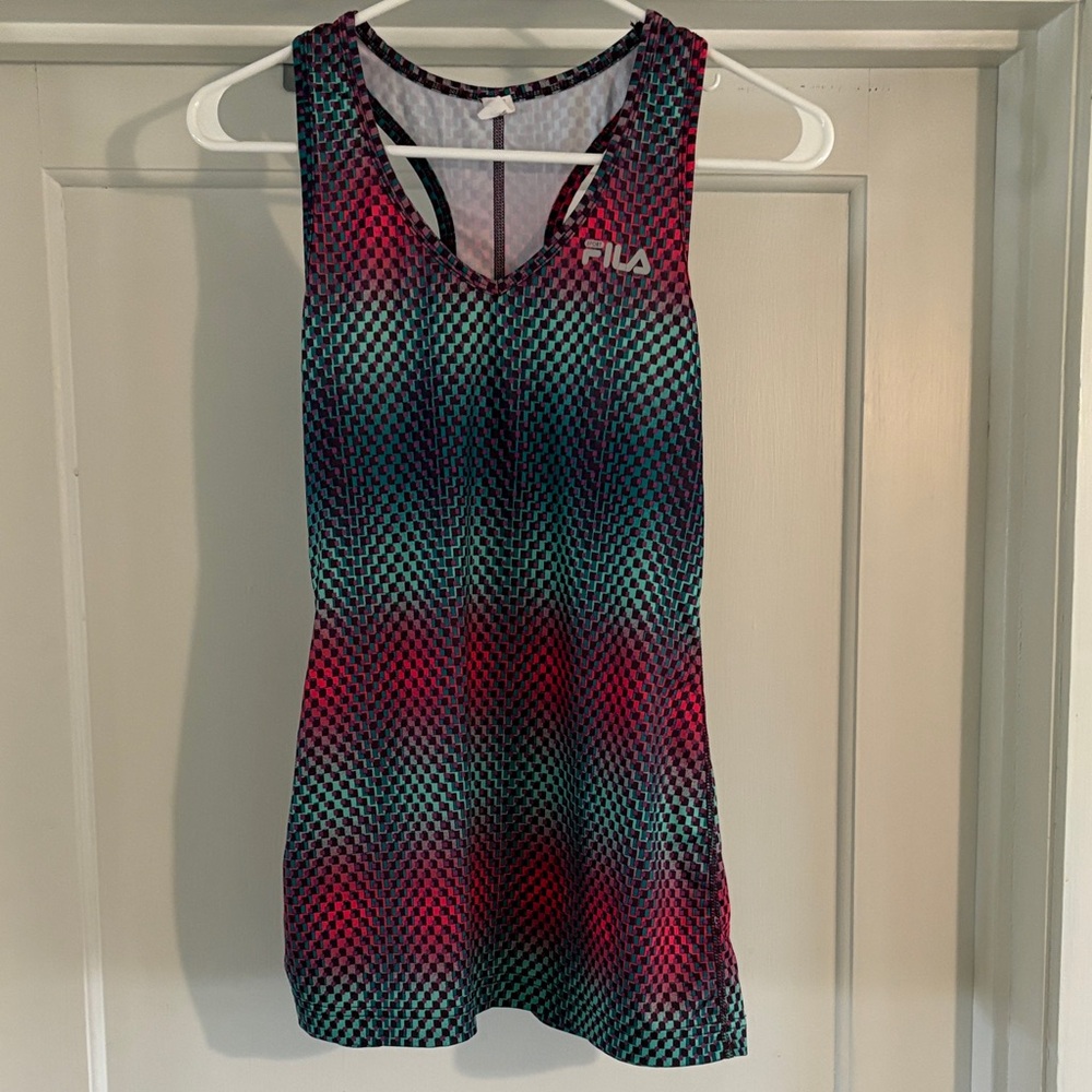 Fila Red and Green Checkered Mini Dress